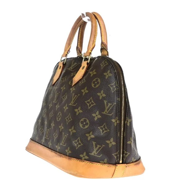 LOUIS VUITTON LV Logo Alma Hand Bag Monogram Leather Brown France - Picture 14 of 16